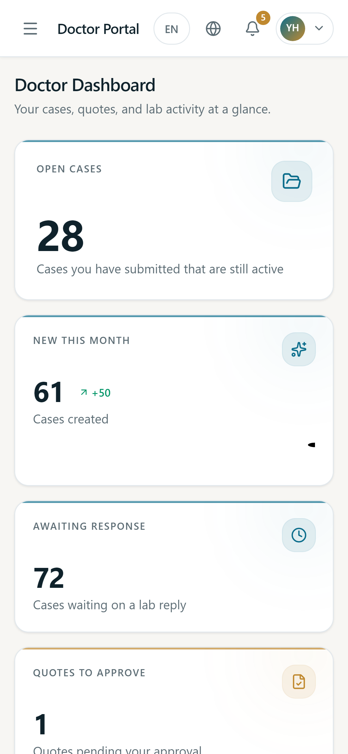 The clinic dashboard on a phone.